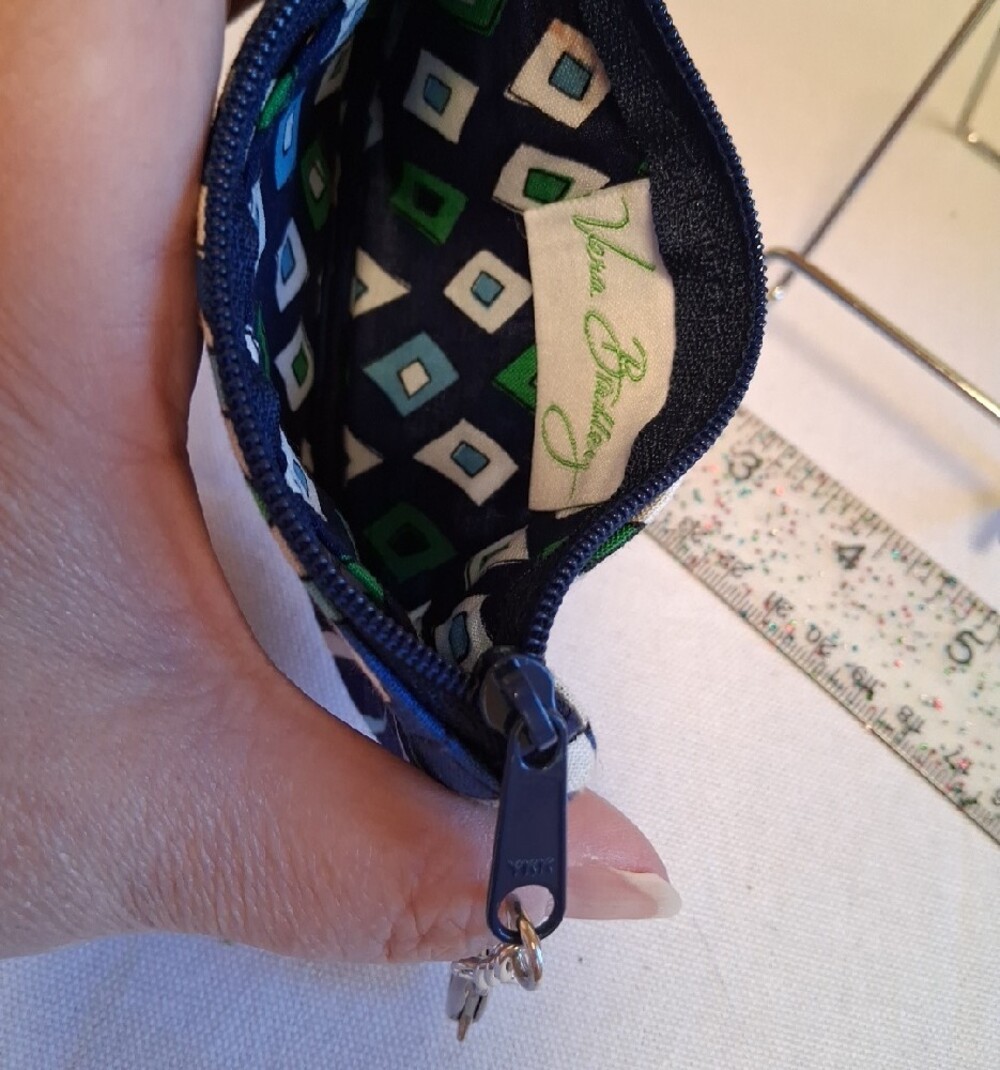 Vera Bradley Navy, Blue & Teal Floral Zip Wristlet - Picture 3 of 4
